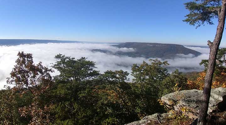view of lookout mountain white fog below